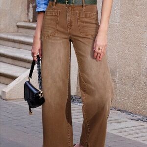 Women's Sidefeel Brown Flare Jeans.